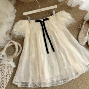 váy trắng vintage dáng xòe boutique