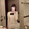 Đầm trắng tiểu thư tay bồng cổ nơ